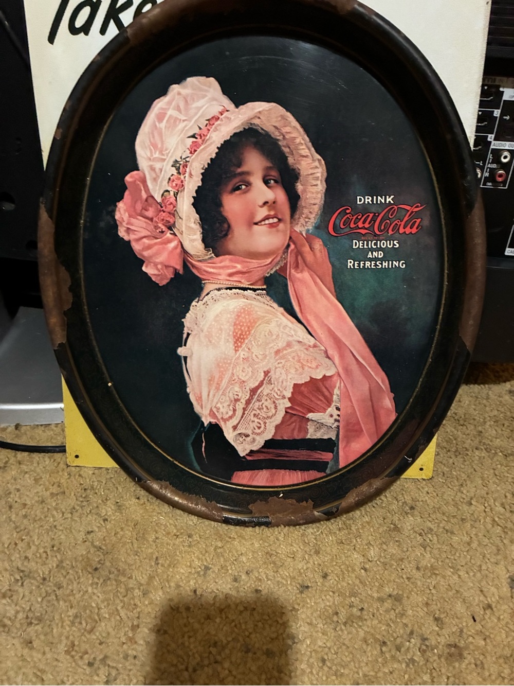 Coca Cola Pink and Black Lady Decorative Wall Art